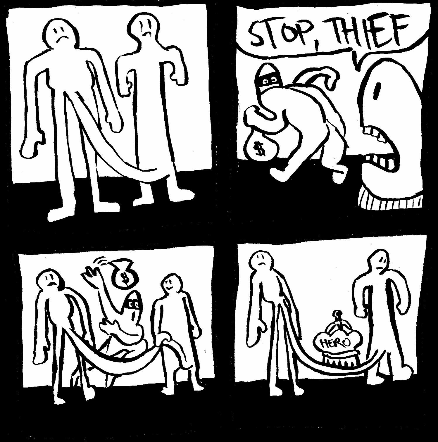 Penis rope stop thief hero clothesline dick cock