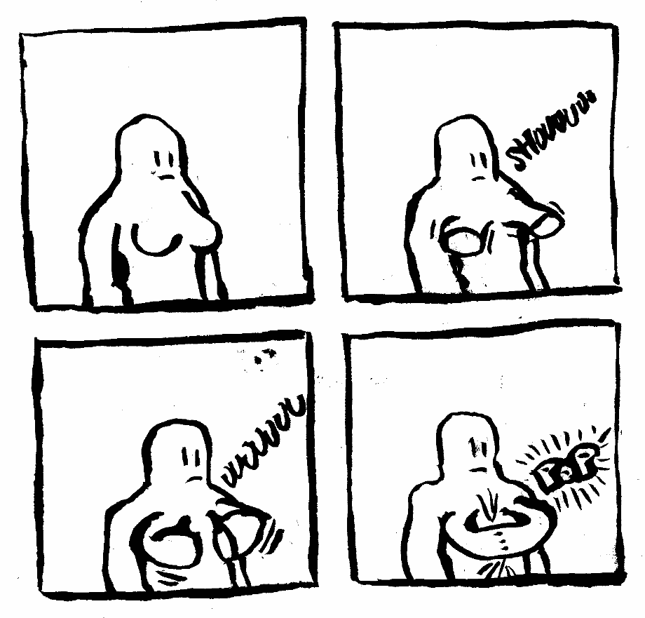 body horror tits breast loop connected bosom oval circle milkers knockers hangers