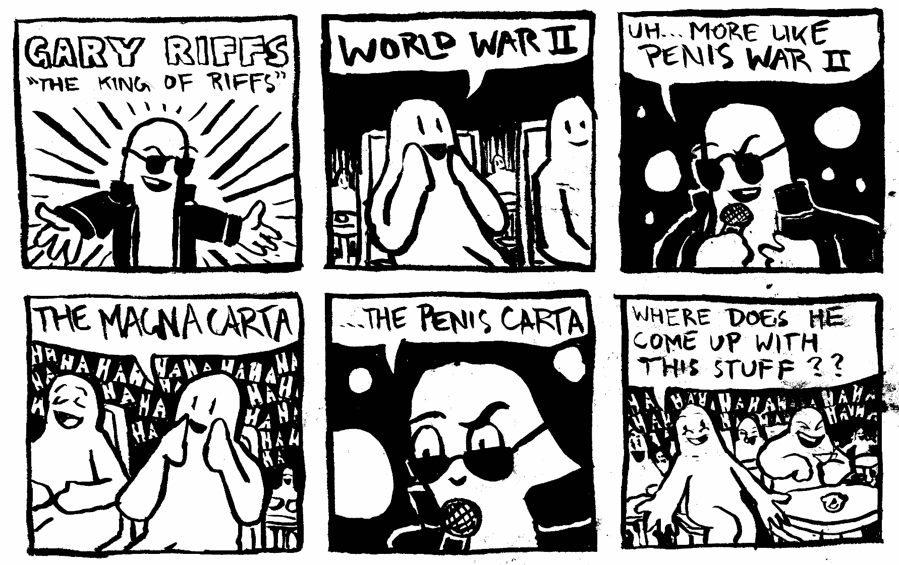 Penis war II Magna Carta world where does he come up jokes bits japes one liners comedy stand up