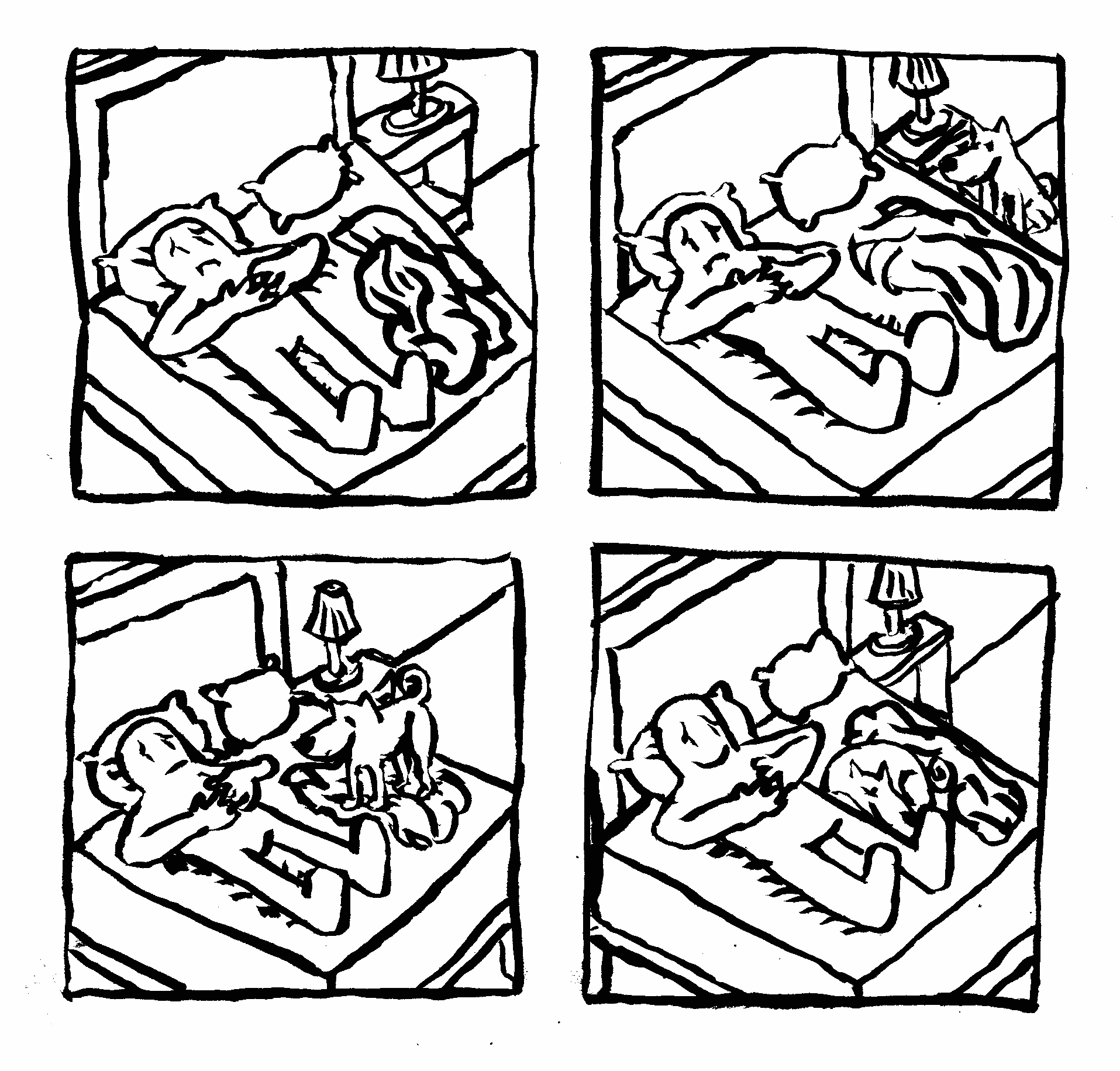 worried animal friend curl up on bed snooze make happy therapy