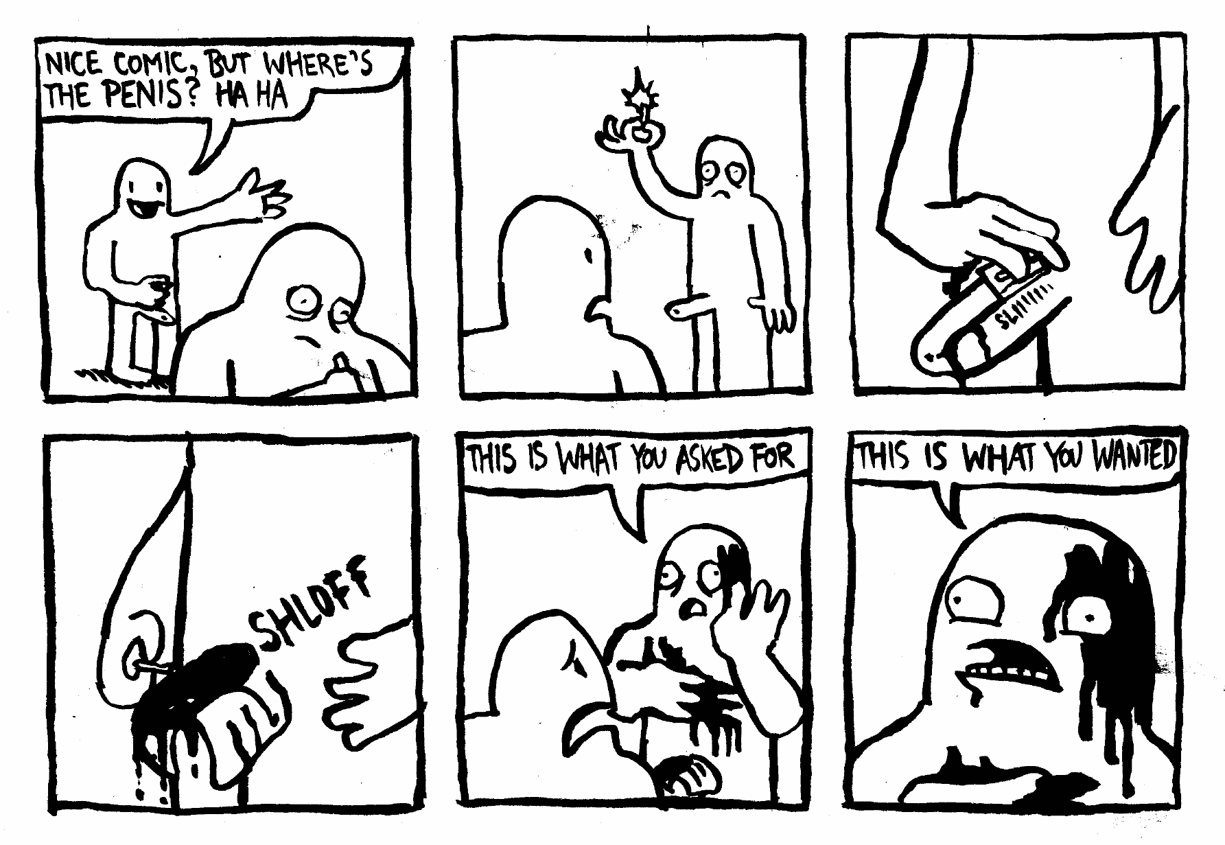 someone asking nice comic but slice slicing open boner skin rubbing blood over body this is what you want