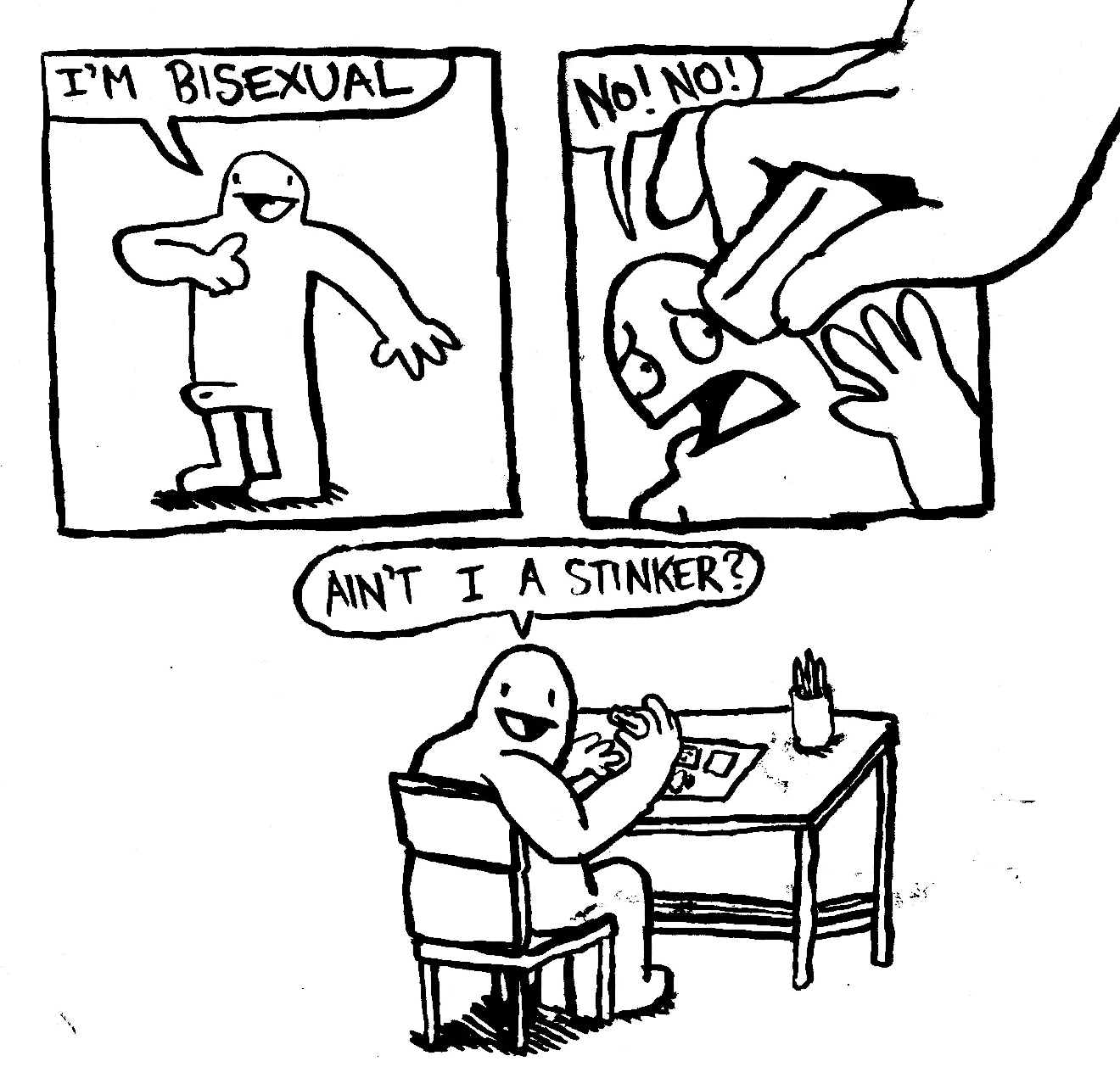 eraser erasing drawing declaring bisexuality ain't I a stinker looney tunes duck amuck