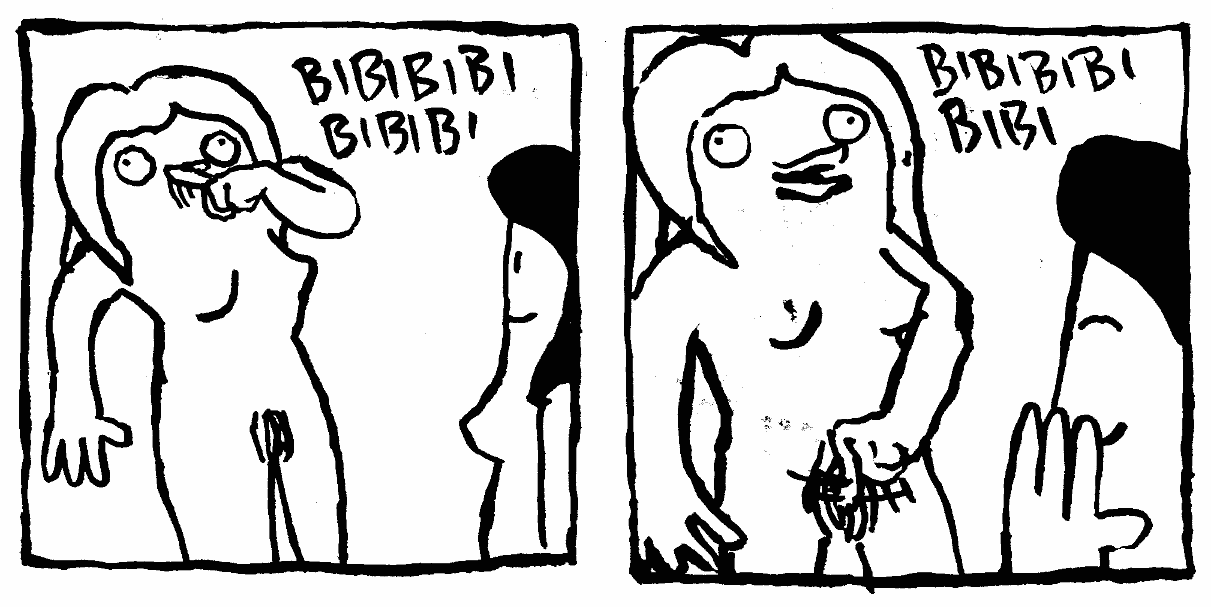 vagina lips labia making silly face and moving finger up and down to create funny sound women woman