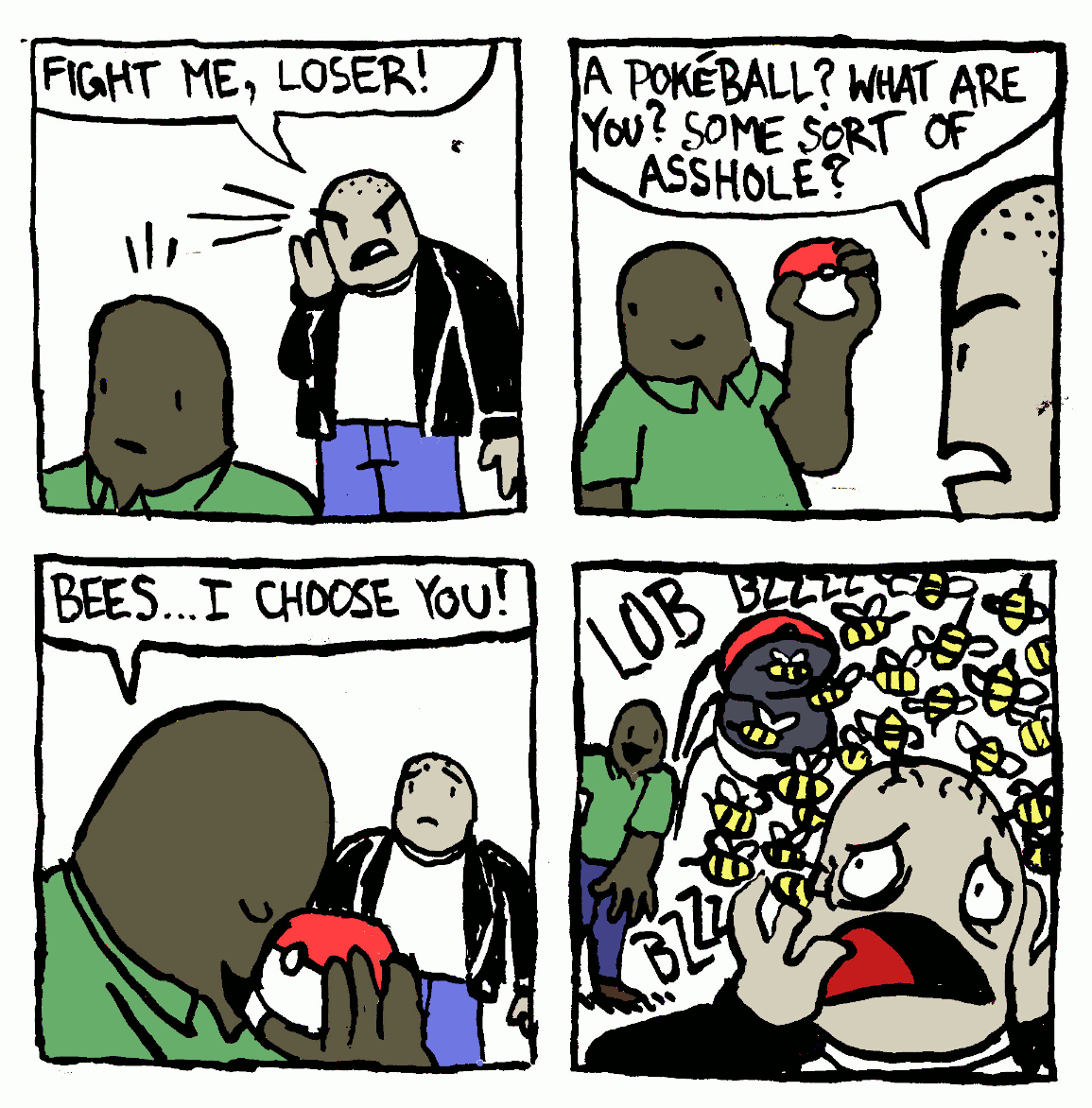 man uses pokeball full of bees against bully agressor I choose you ash ketchum nintendo beedrill