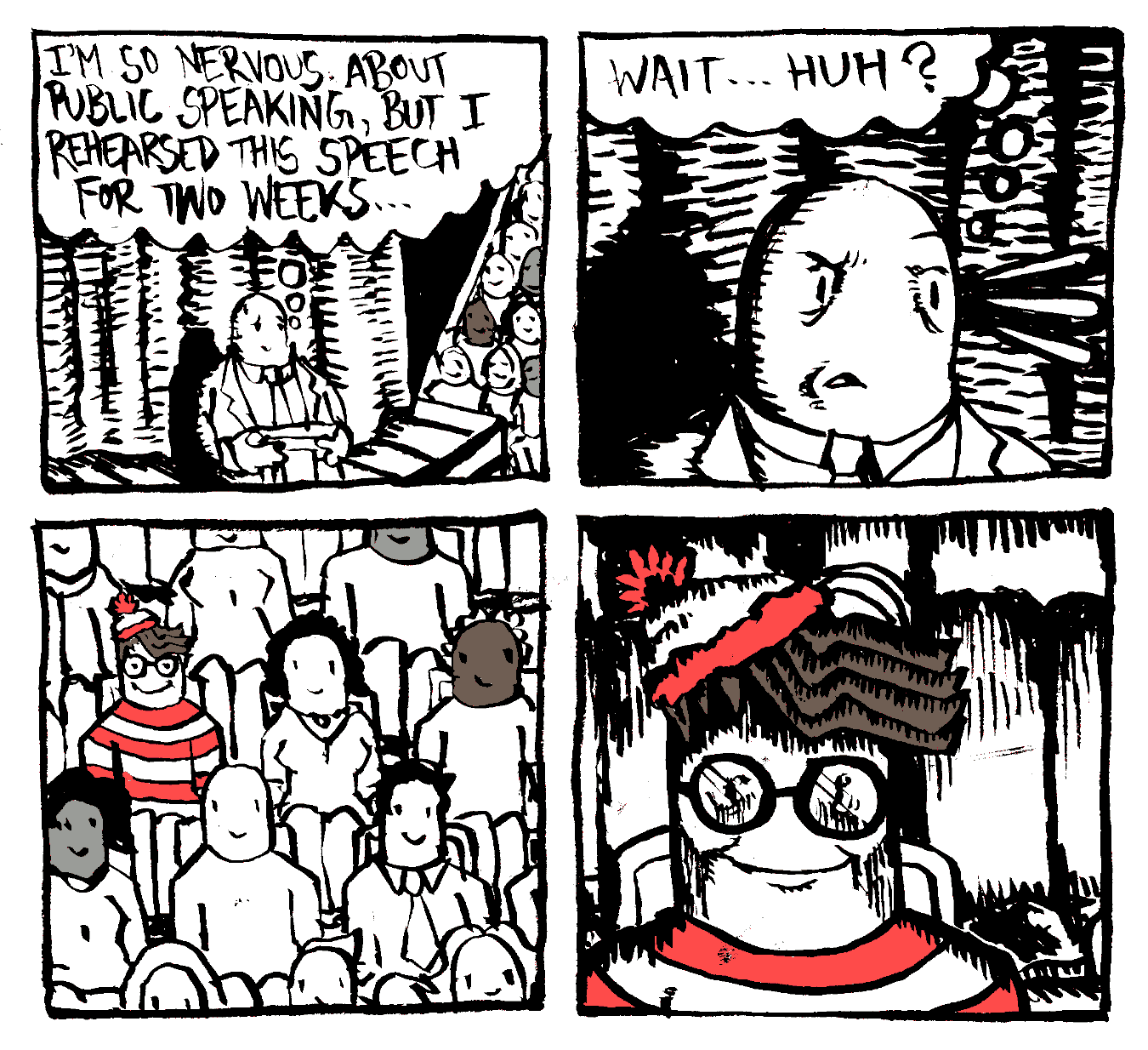 giving a lecture seeing someone in the audience ominous presence wally book