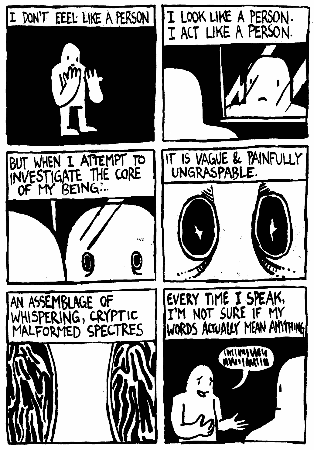 existentialism depersonalization introjection fear assembled person whispering ghosts