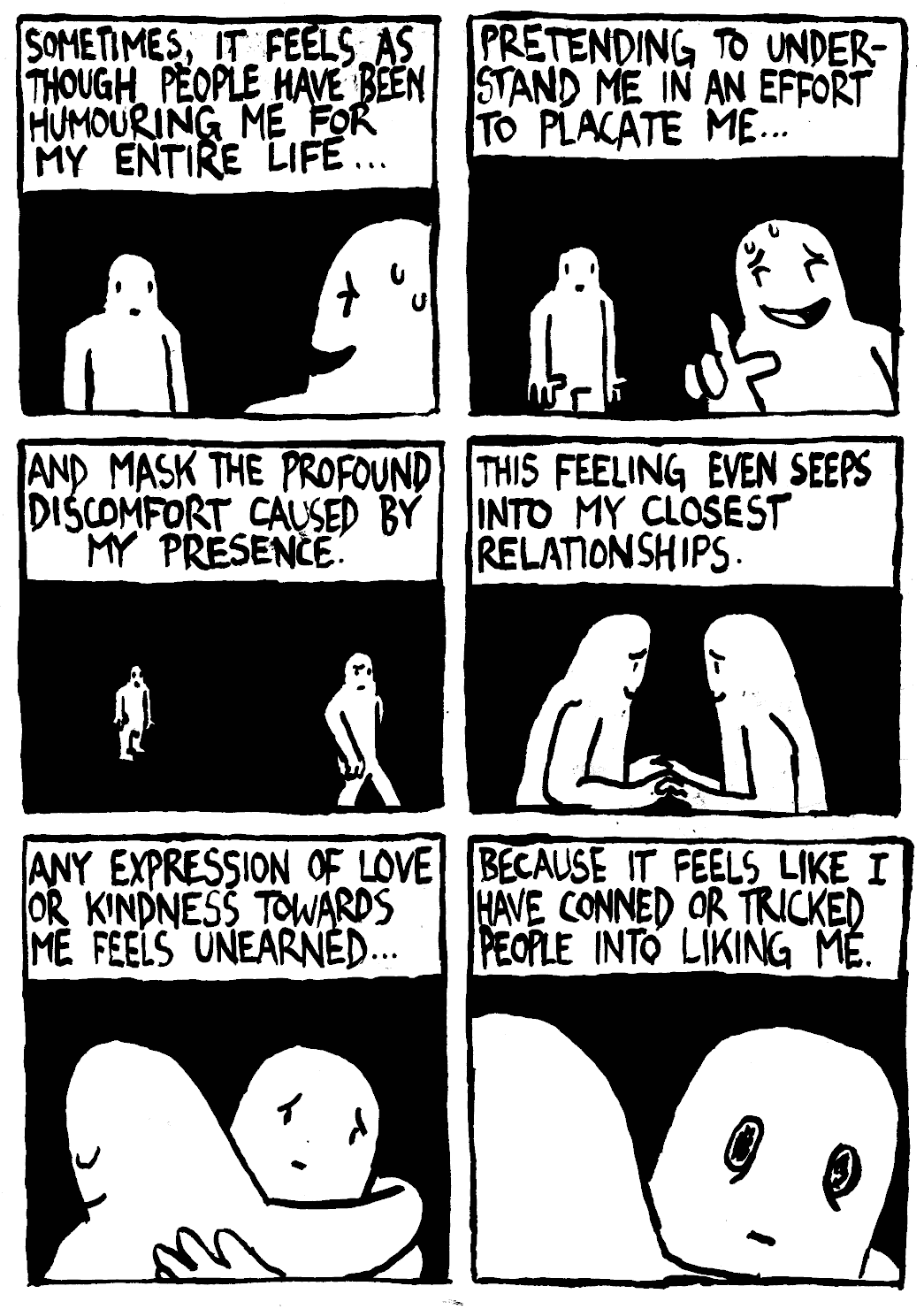 existentialism depersonalization introjection fear assembled person whispering ghosts