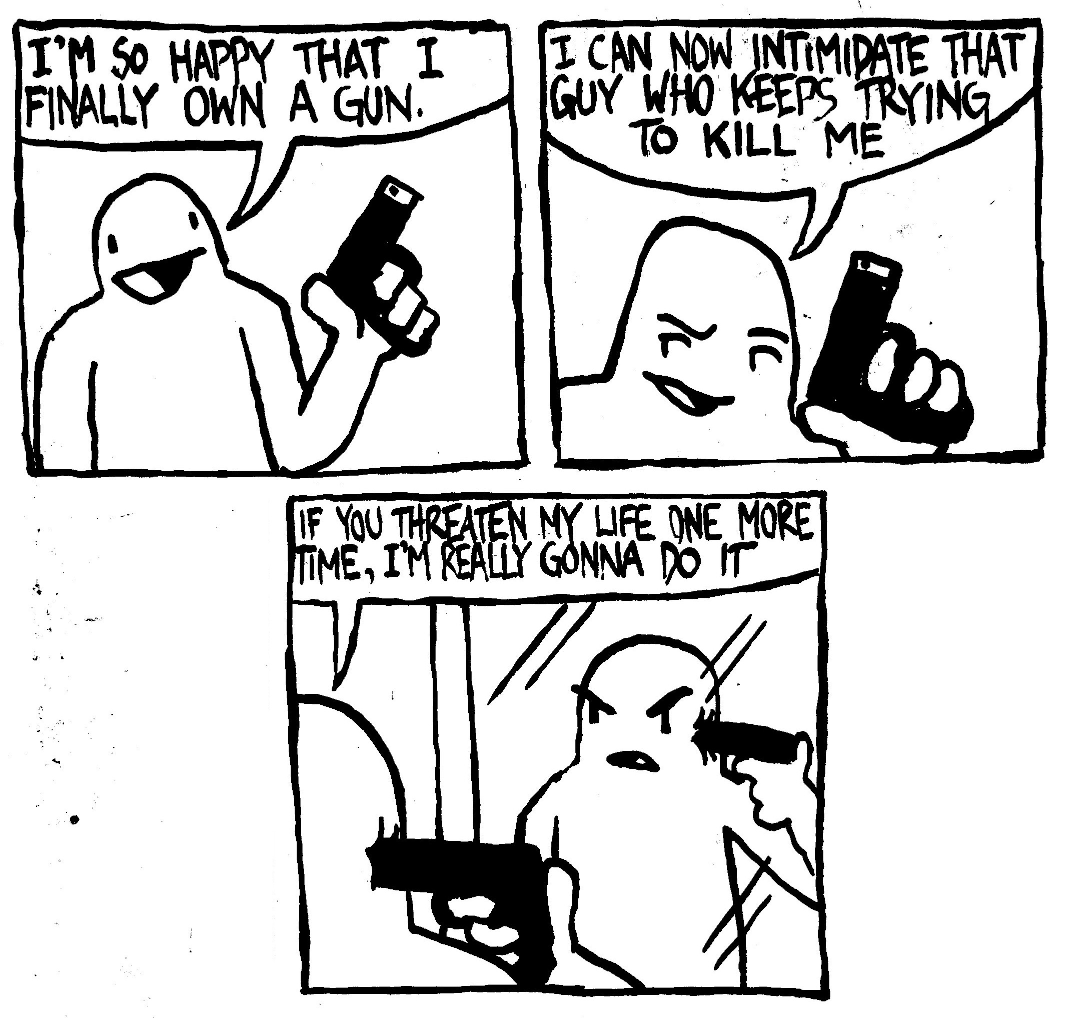 suicide turning on himself finally intimidate the guy who keeps trying to kill me
