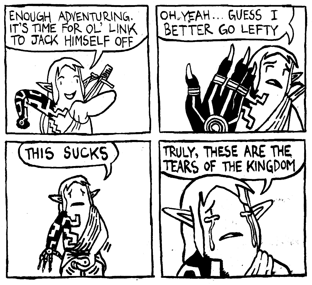 legend of zelda link jacking off penis with rauru hand lefty crying masturbation