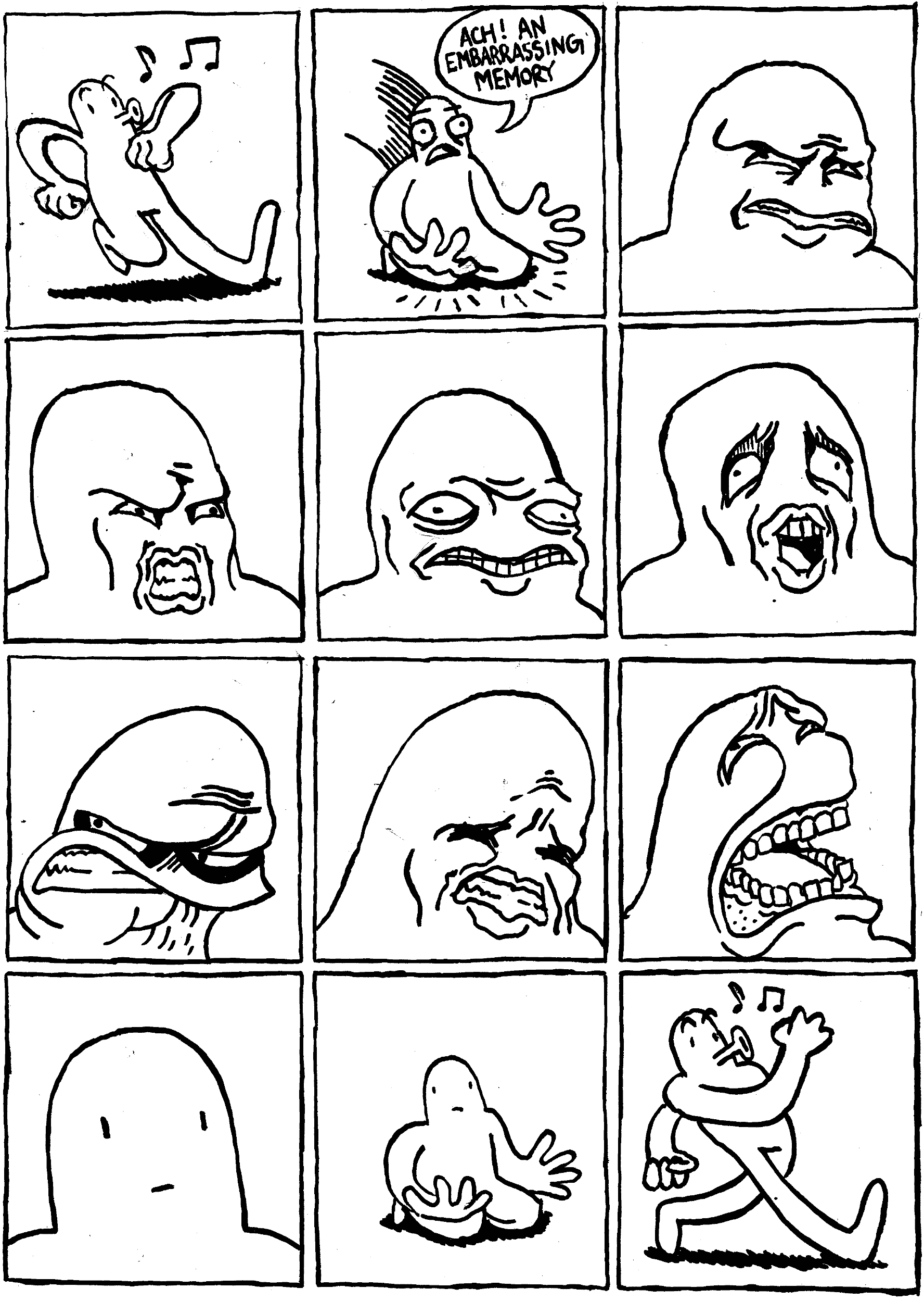 paralyzed face contorting into many different shapes because kneeling down then forgetting